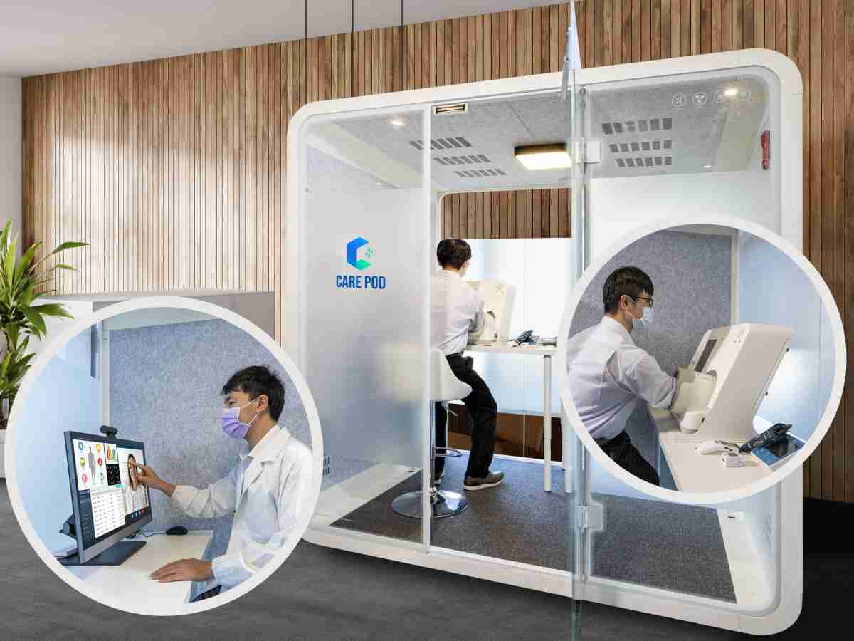 达擎于医疗科技展中展出＂远距诊疗舱＂，，以因应医疗数字化及社会高龄化趋势下、、复诊及慢性病患等族群对于远距看诊需求逐渐升高所推出的创新整合方案。。。。多功能合一、、、、高隐私性的远距诊疗舱可根据病患端与医师端的不同需求，，，提供弹性化及客制化功能，，，，节省医生和病患的精力及时间